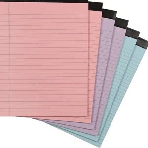 Wide Ruled 8.5 x 11.75-Inch 50 Sheet Perforated Lined Writing Note Pads, Pack of 6, 300 Count, Multicolor