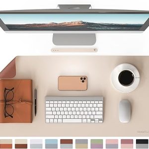 RENMTURE Double-Sided Two-Tone Faux Leather Desk mat Desktop Organization and Accessories Home and Office Large Mouse pad Game and Work (Beige/Brown, 32"x16")