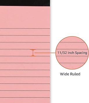 Wide Ruled 8.5 x 11.75-Inch 50 Sheet Perforated Lined Writing Note Pads, Pack of 6, 300 Count, Multicolor