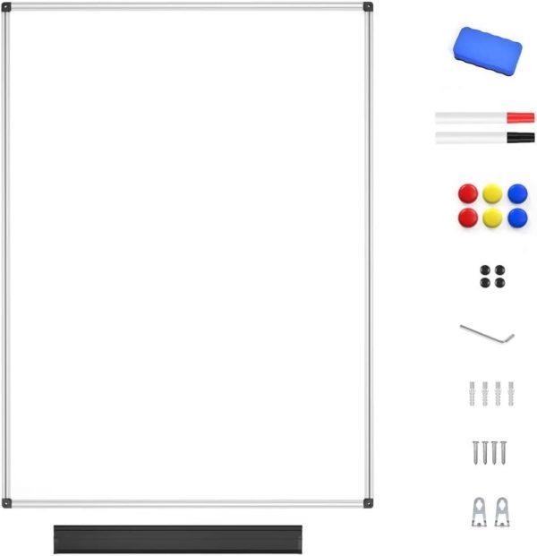 Magnetic Dry Erase Whiteboard 48 x 36 Inch - 4 x 3 Large White Board, Silver Aluminum Frame Wall-Mounted, Magnetic Eraser, 2 Pen, Detachable Marker Tray, 6 Magnets for Office, School - Image 6