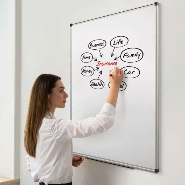 Magnetic Dry Erase Whiteboard 48 x 36 Inch - 4 x 3 Large White Board, Silver Aluminum Frame Wall-Mounted, Magnetic Eraser, 2 Pen, Detachable Marker Tray, 6 Magnets for Office, School - Image 7
