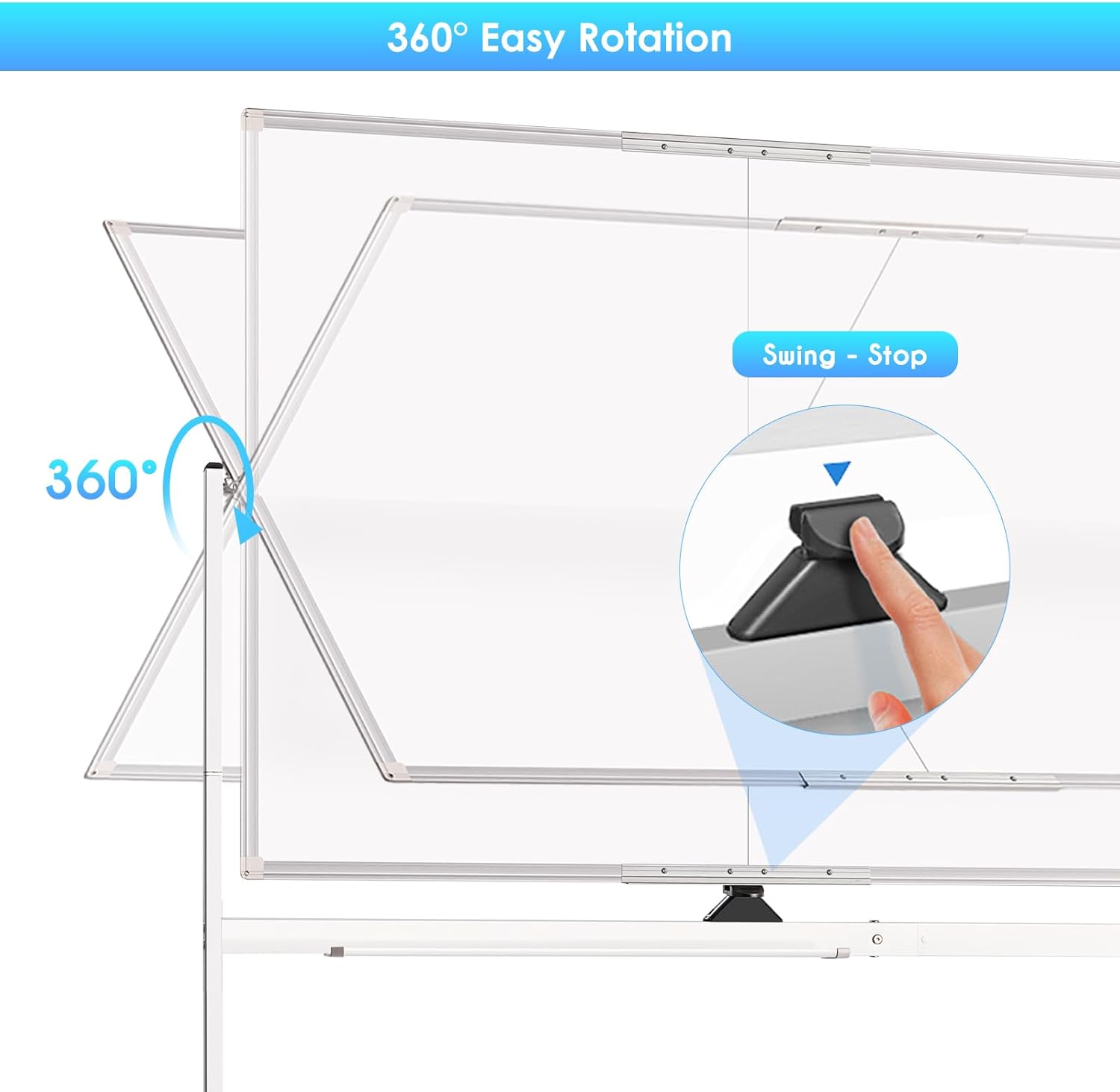 maxtek Rolling Whiteboard, 48×36 Large Magnetic White Board with Stands, Big Double-Sided White Board Dry Erase on Wheels for Homeschool, Home Office, Office, School (Silver, 48 x 36)