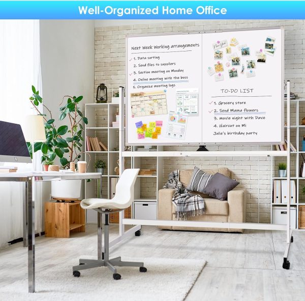maxtek Rolling Whiteboard, 48x36 Large Magnetic White Board with Stands, Big Double-Sided White Board Dry Erase on Wheels for Homeschool, Home Office, Office, School (Silver, 48 x 36) - Image 6