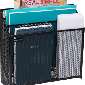 Mind Reader Vertical File Storage, Desktop Organizer, Workspace, Office, Metal Mesh, 12.5″ L x 3.75″ W x 11.5″ H, Black