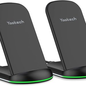 Yootech [2 Pack] Wireless Charger,10W Max Wireless Charging Stand,Compatible with iPhone 16e/16/16 Plus/16 Pro Max/15/14/13/SE 2022/12/11/X/8,Galaxy S22/S21/S20/S10(No AC Adapter)
