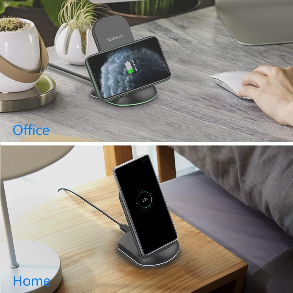 Yootech [2 Pack] Wireless Charger,10W Max Wireless Charging Stand,Compatible with iPhone 16e/16/16 Plus/16 Pro Max/15/14/13/SE 2022/12/11/X/8,Galaxy S22/S21/S20/S10(No AC Adapter)